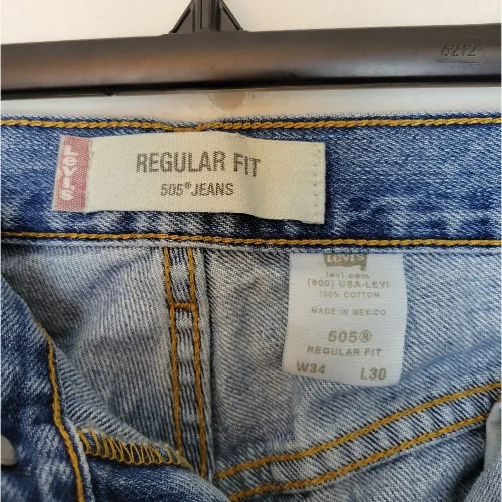 LEVI'S Men's 505 Regular Fit Jeans Straight Leg Size 34x30